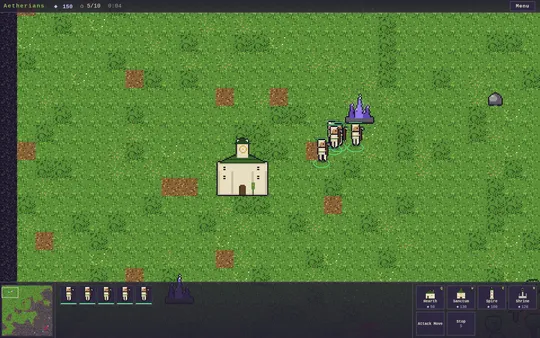 Aetherian starting settlement on a green meadow map